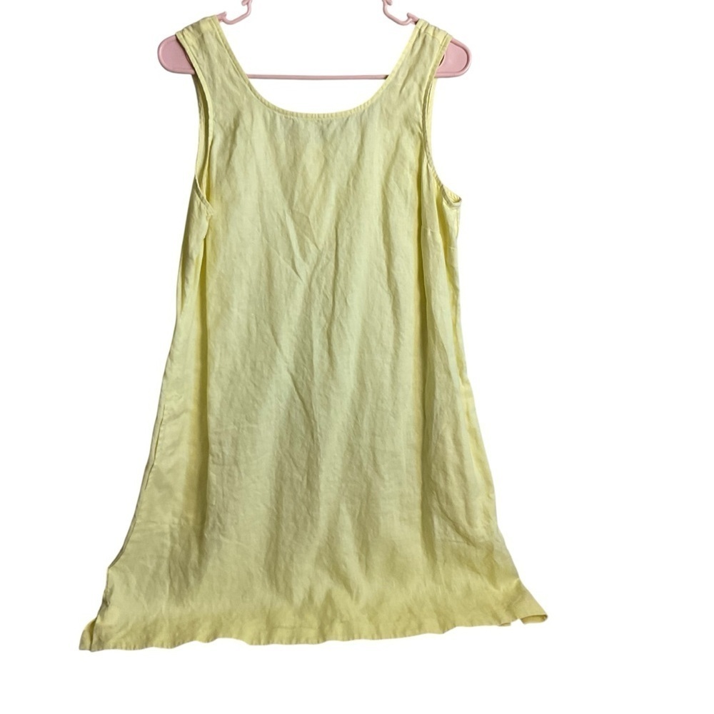 J. Jill Love Linen Sleeveless Shift Dress Yellow Size MP (Petite Medium)